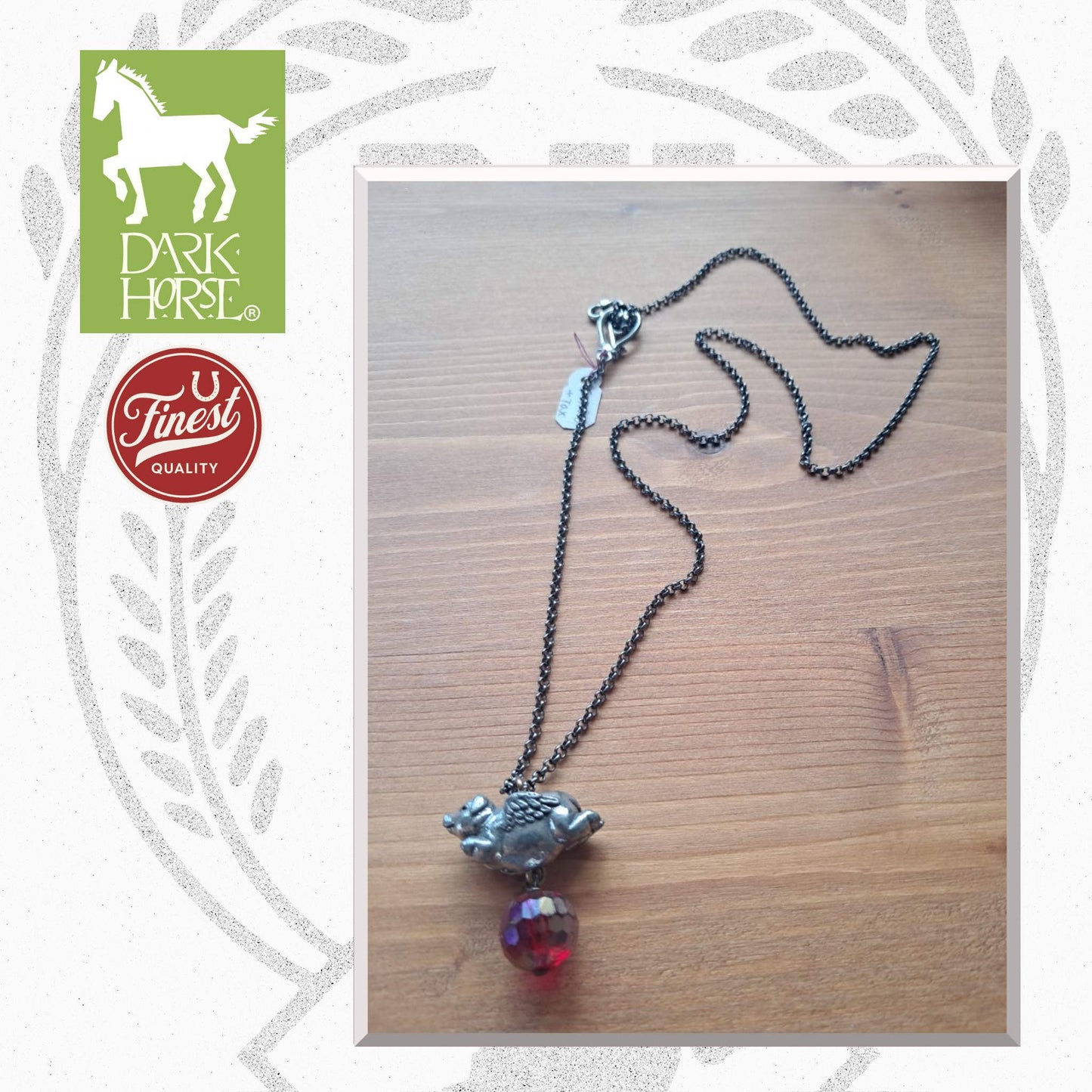 Dark Horse Flying Buta Pewter Necklace