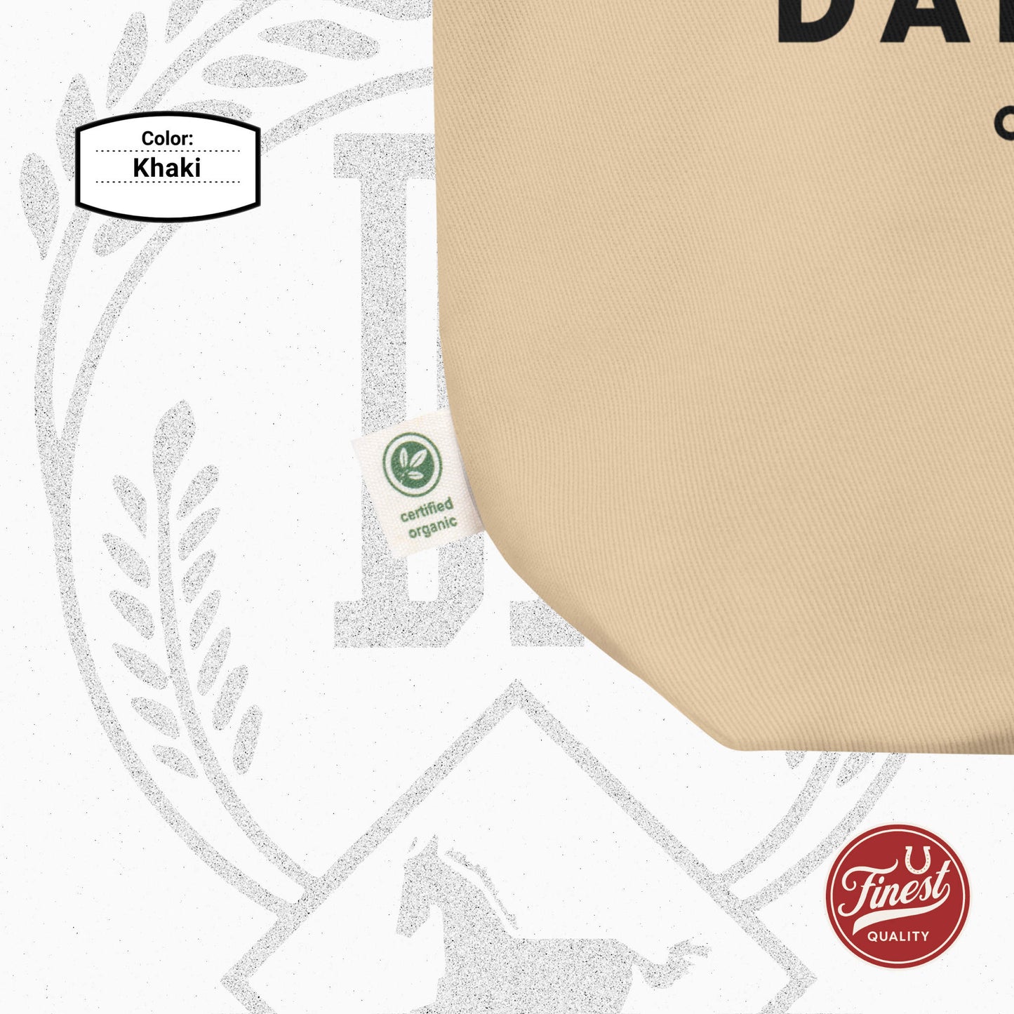 Dark Horse Tote Bag - Khaki Cotton with Black Letters
