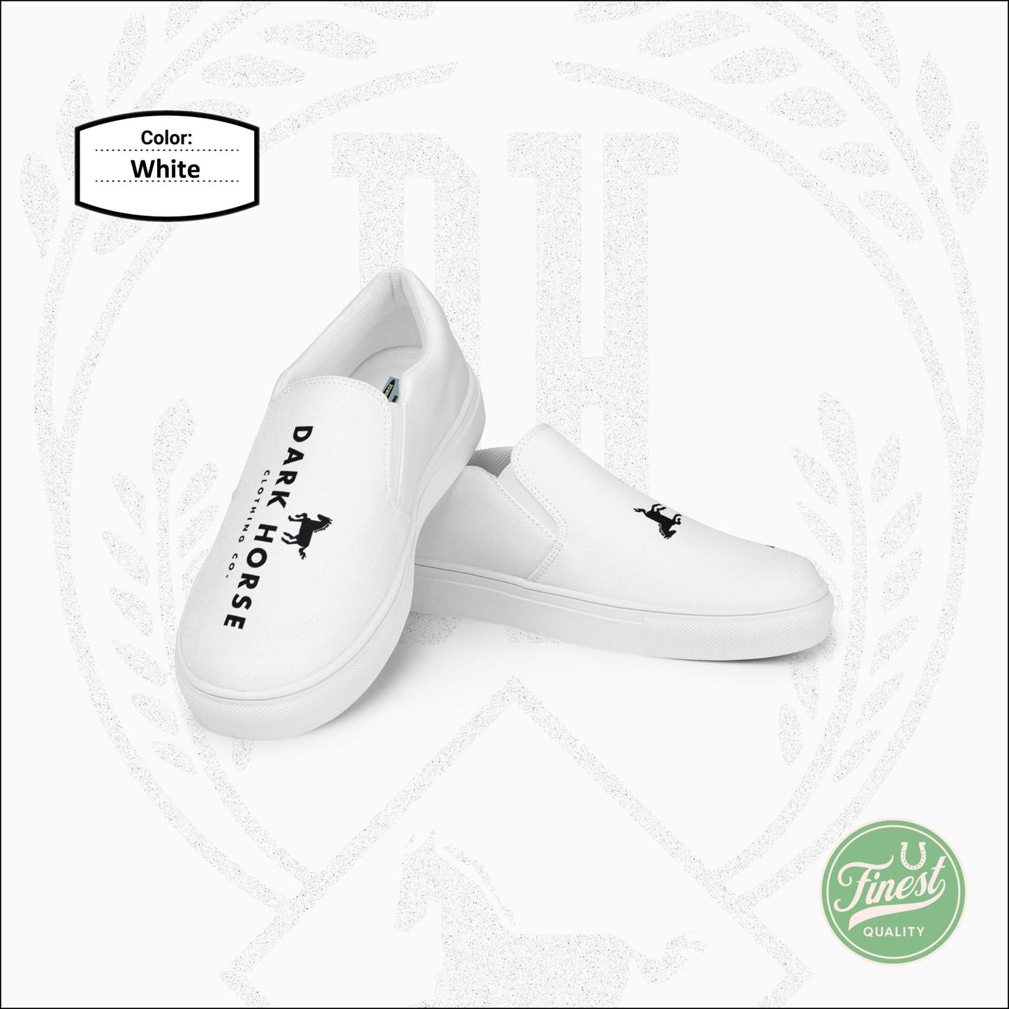 Dark Horse Clothing Co - Women’s Slip-On White Canvas Shoes White Sole