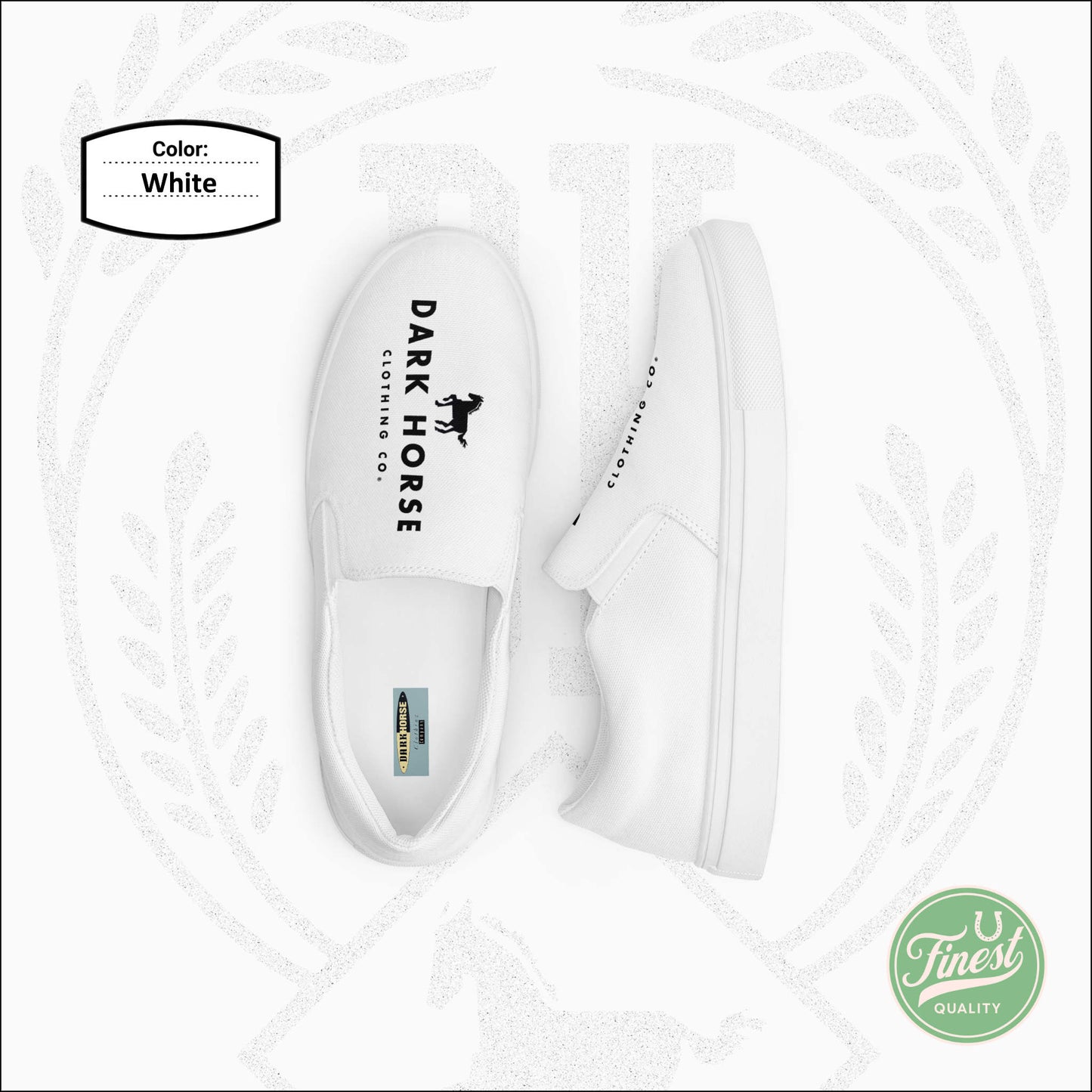 Dark Horse Clothing Co - Women’s Slip-On White Canvas Shoes White Sole