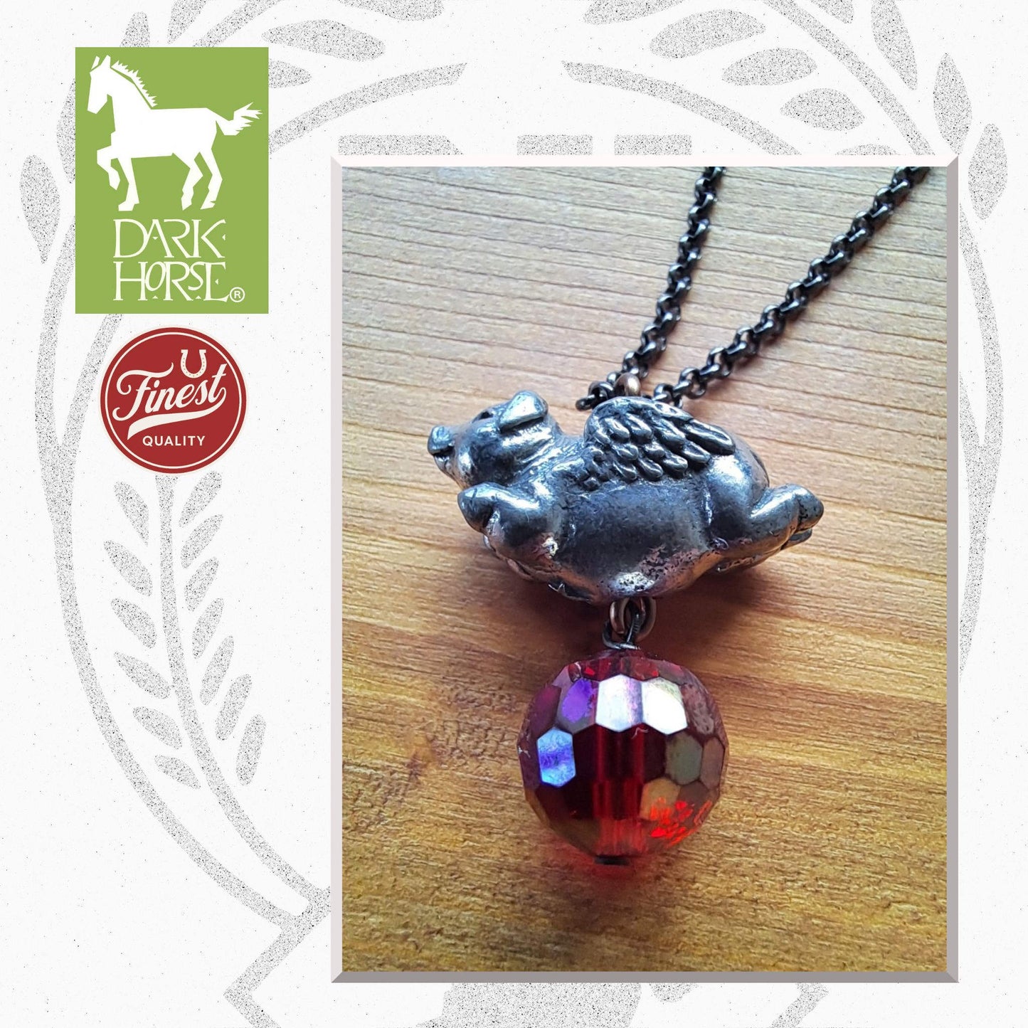 Dark Horse Flying Buta Pewter Necklace