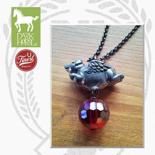 Dark Horse Flying Buta Pewter Necklace