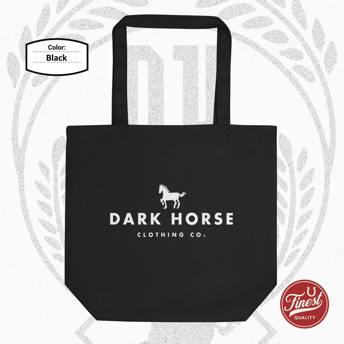 Dark Horse Tote Bag - Black Cotton with White Letters