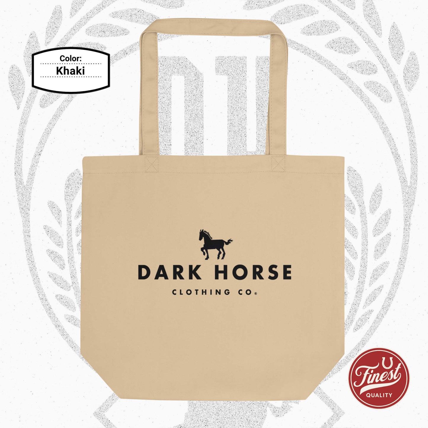 Dark Horse Tote Bag - Khaki Cotton with Black Letters